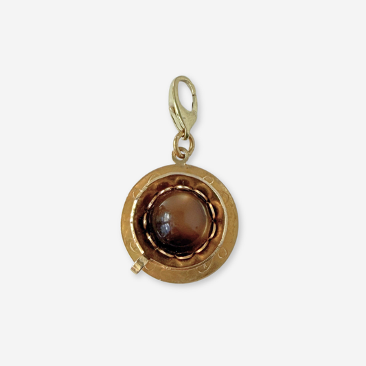 Vintage gold plated and brown moonglow teacup charm