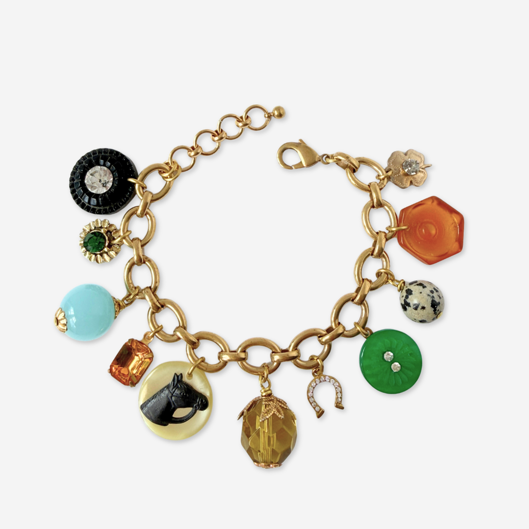 Chunky Refashioned Vintage mixed charm bracelet