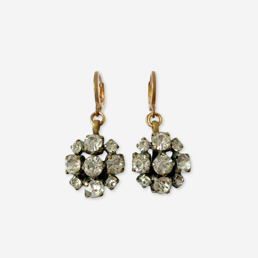 Refashioned vintage clear rhinestone drop earrings