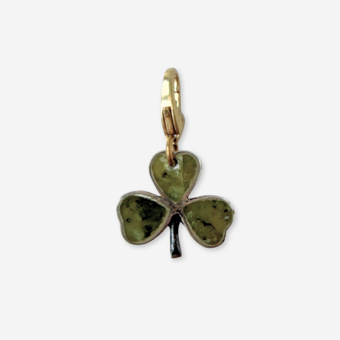 Refashioned vintage olivine stone clover charm