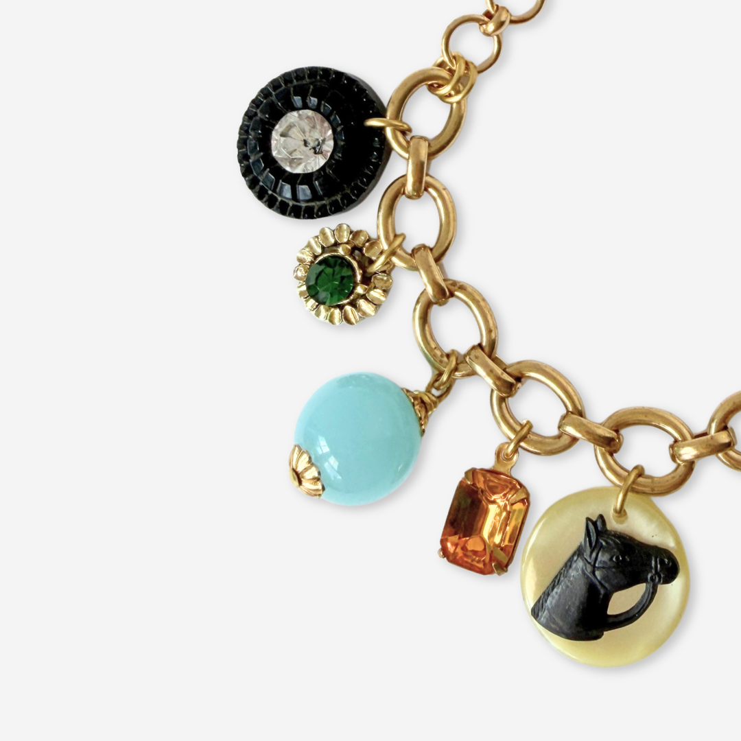 Chunky Refashioned Vintage mixed charm bracelet