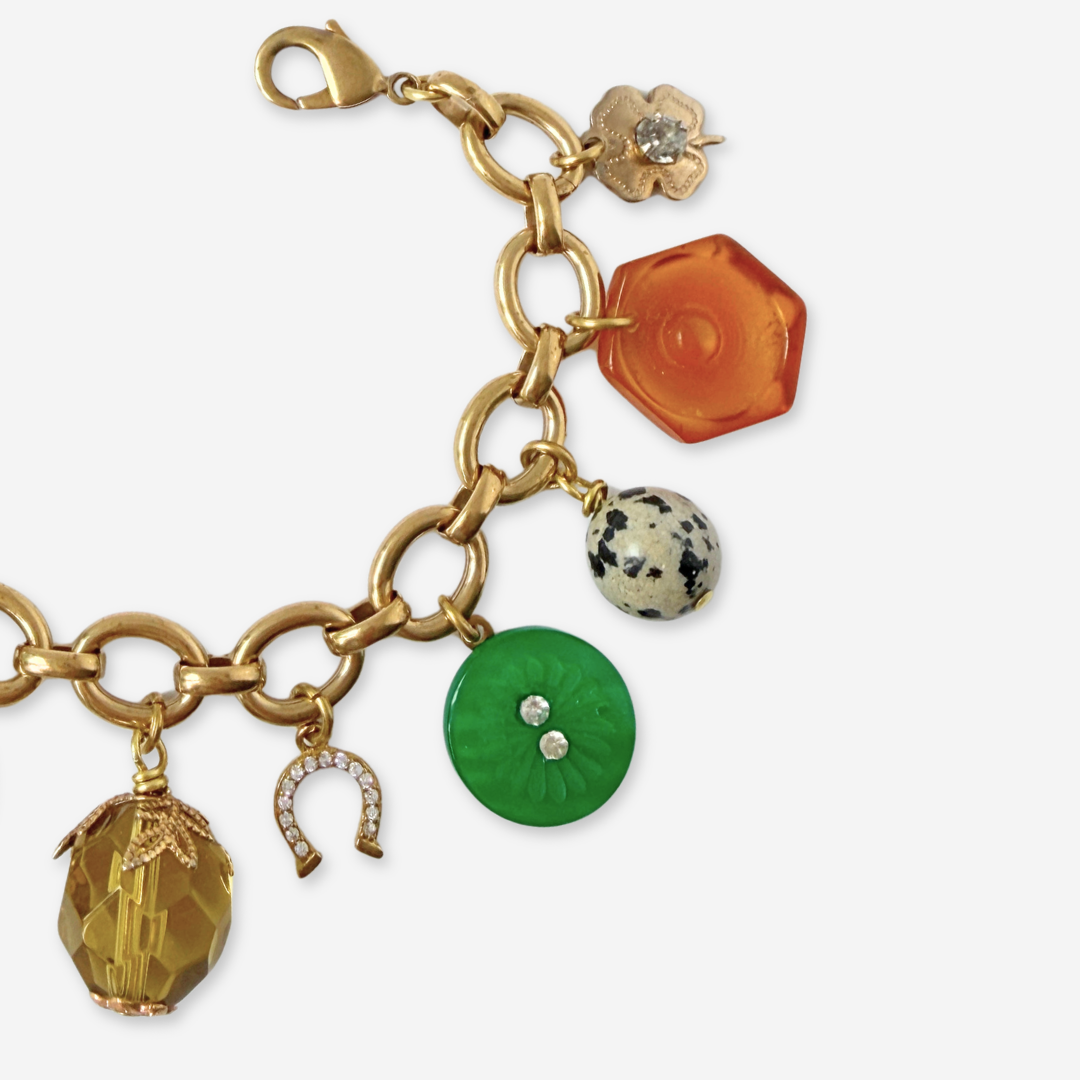 Chunky Refashioned Vintage mixed charm bracelet