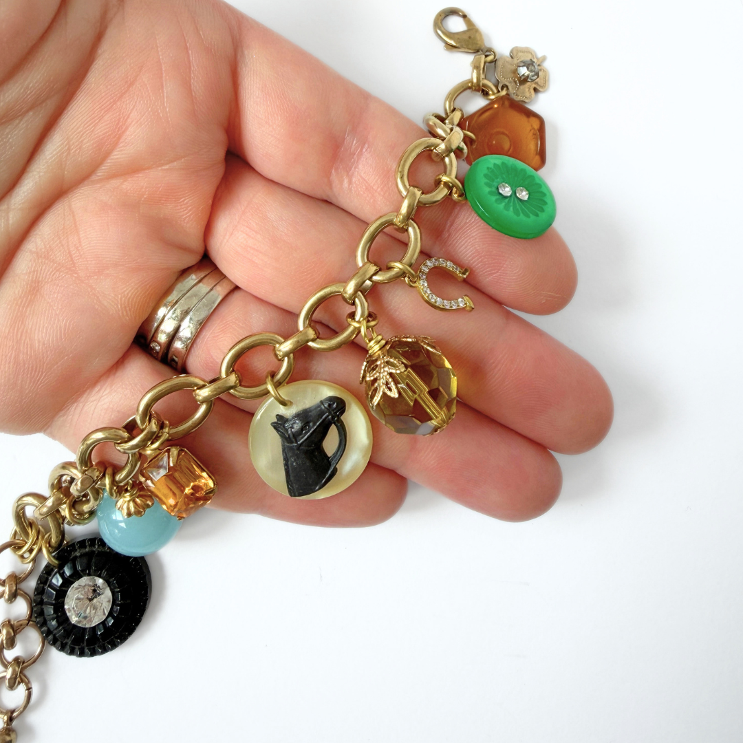 Chunky Refashioned Vintage mixed charm bracelet