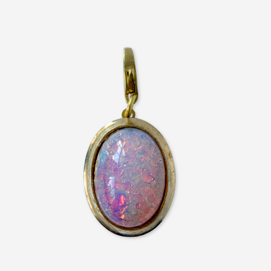 Refashioned vintage opaline glass oval charm