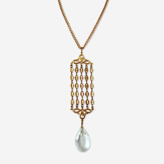 Refashioned vintage chandelier teardrop crystal "watch fob" necklace