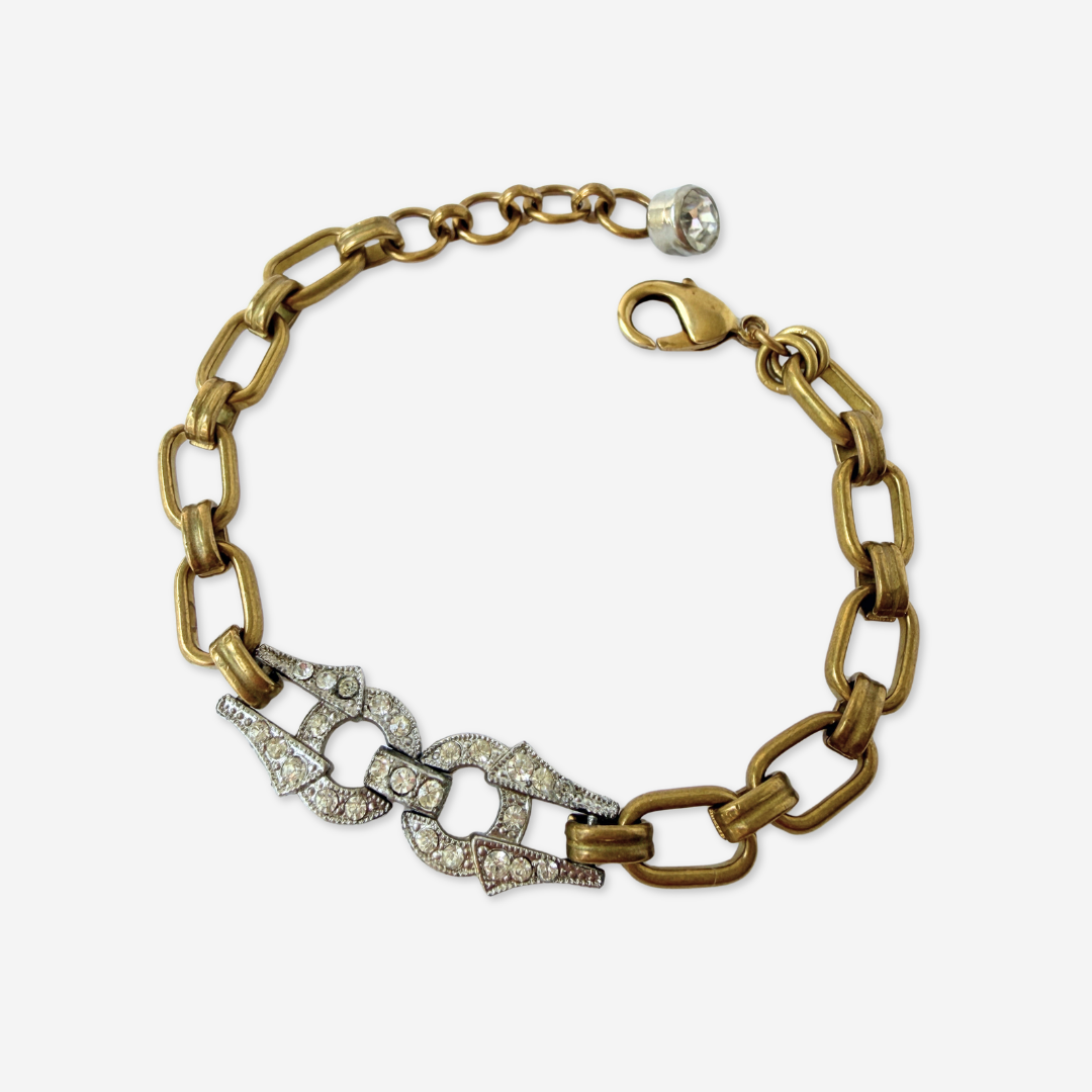 Petite refashioned vintage clear rhinestone link bracelet