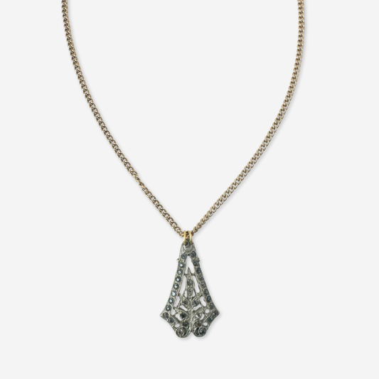 Refashioned vintage rhinestone art deco pendant on thin chain