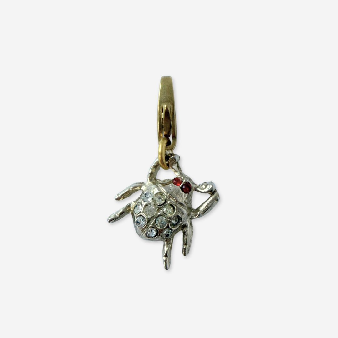 Refashioned vintage small rhinestone lady bug charm