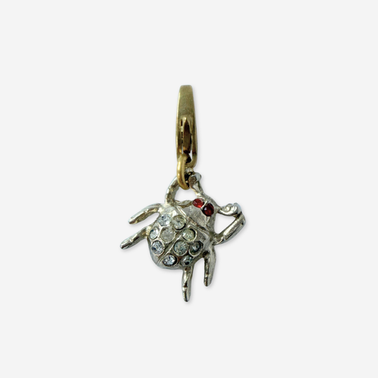 Refashioned vintage small rhinestone lady bug charm