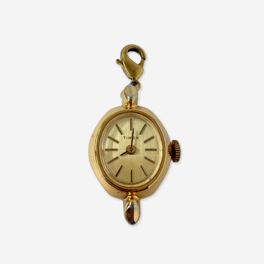 Vintage gold plated "Timex" watch face charm