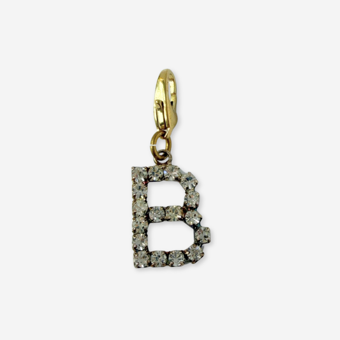 Refashioned vintage small clear rhinestone letter "B" monogram charm