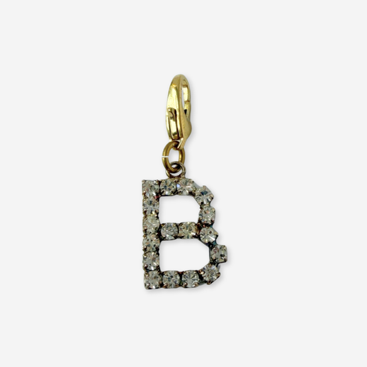 Refashioned vintage small clear rhinestone letter "B" monogram charm