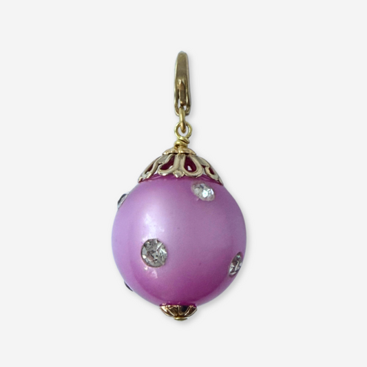 Vintage orchid purple oversized rhinestone-accent bead charm