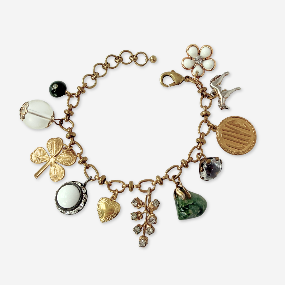 Repurposed vintage mixed charm bracelet