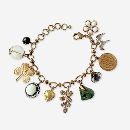 Repurposed vintage mixed charm bracelet