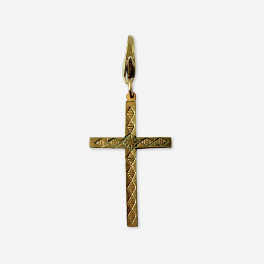 Vintage Italian gold tone etched cross charm