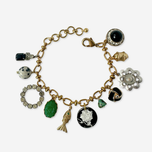 Repurposed vintage mixed charm bracelet