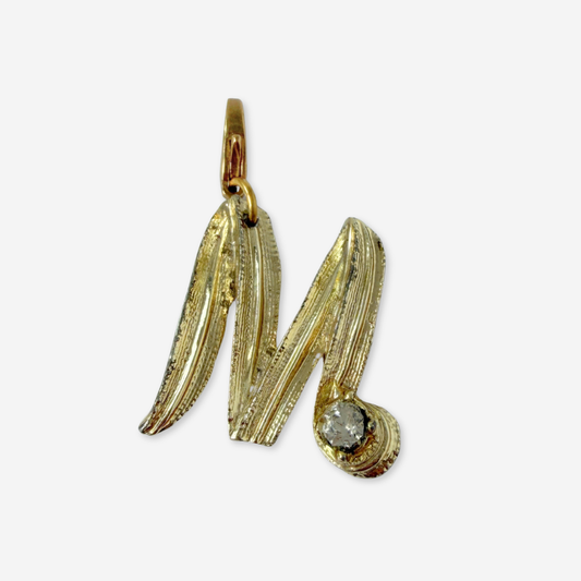 Large vintage gold tone letter "M" monogram charm