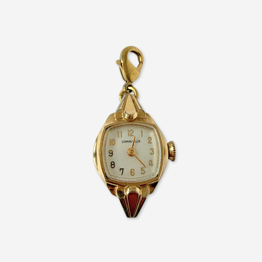 Vintage gold plated "Caravelle" watch face charm