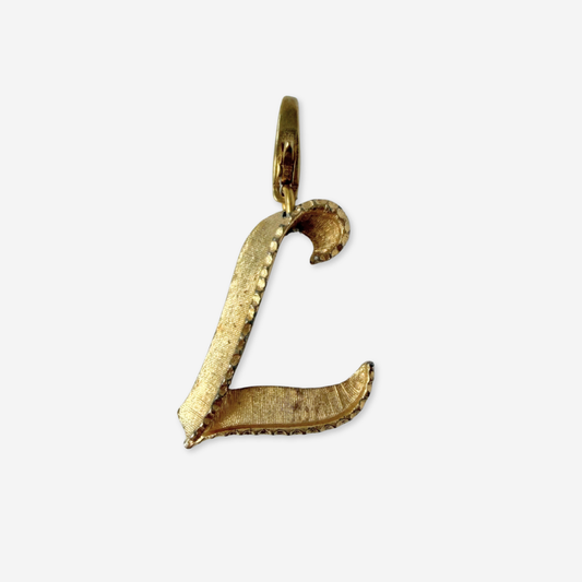 Large vintage gold tone letter "L" monogram charm