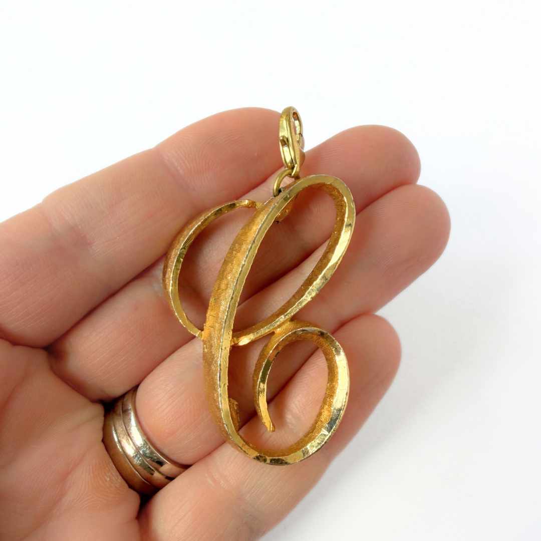 Extra Large Vintage Gold Letter "C" Monogram Charm