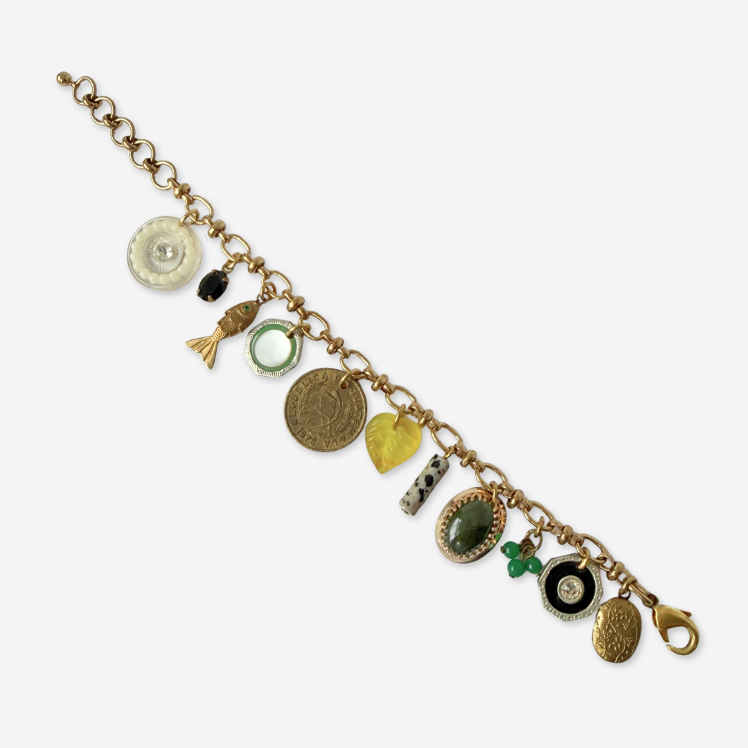 Repurposed vintage mixed charm bracelet