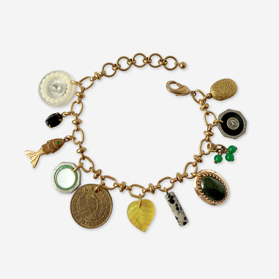 Repurposed vintage mixed charm bracelet