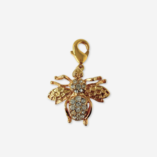 Refashioned vintage gold and rhinestone bee charm