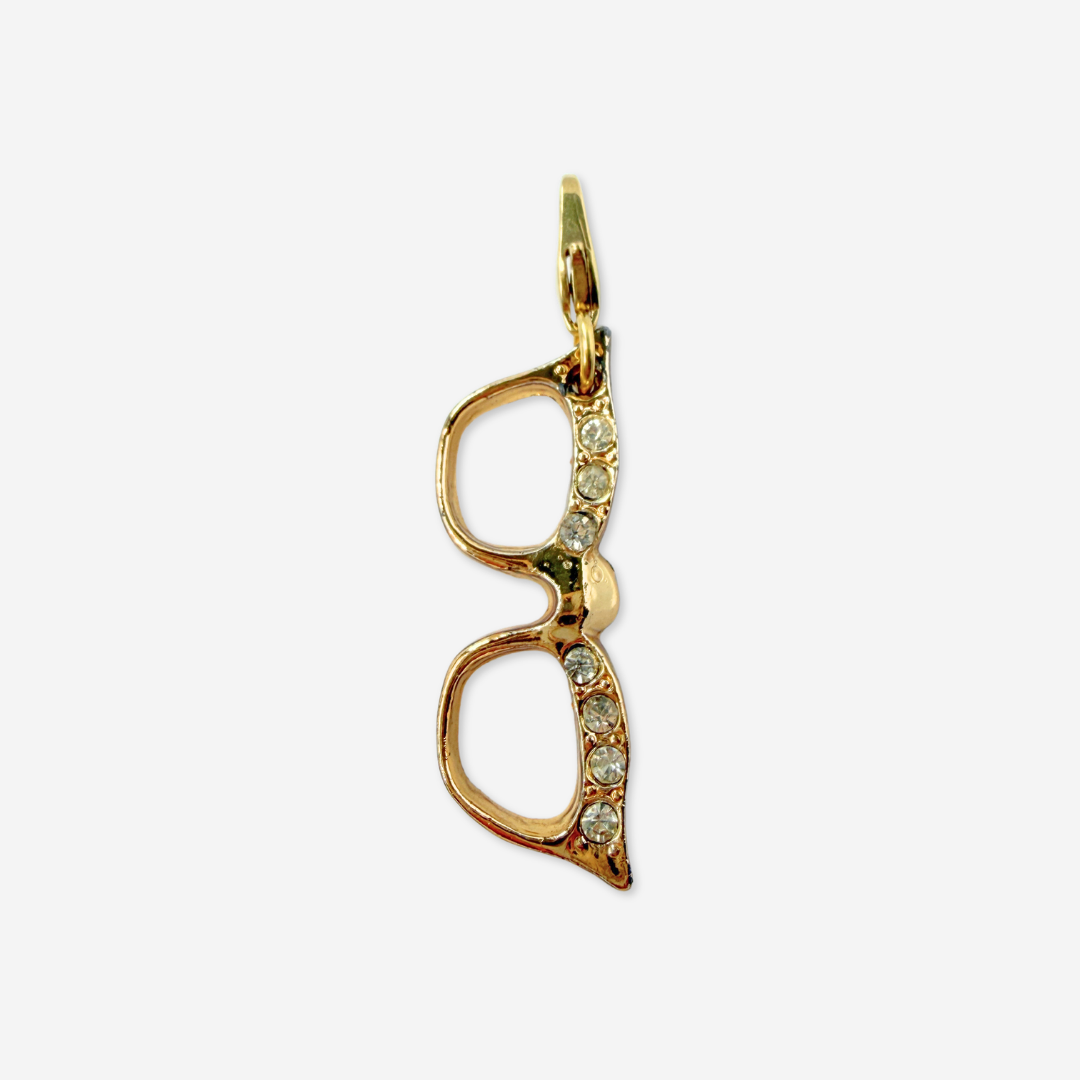 Vintage gold rhinestone retro glasses charm