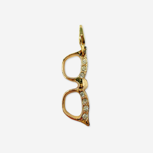Vintage gold rhinestone retro glasses charm