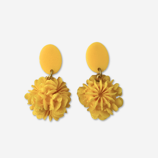 Refashioned vintage yellow funky dimensional bead earrings