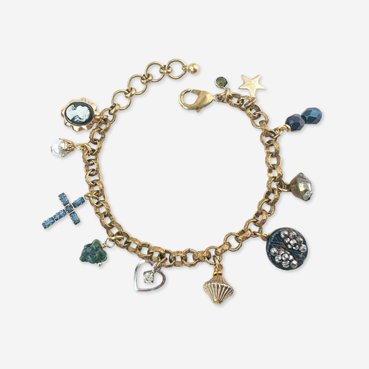 Repurposed vintage mixed charm bracelet