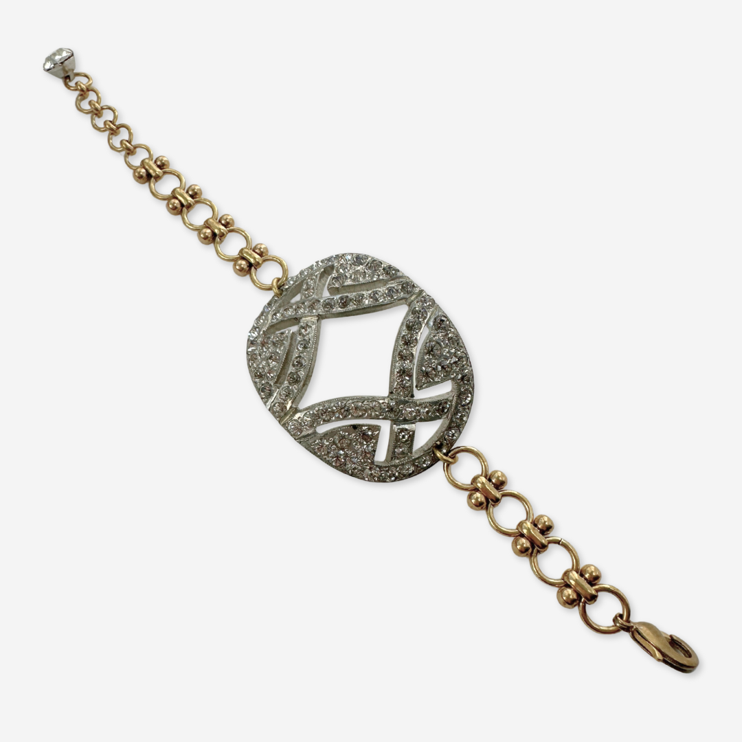 Refashioned Antique Oval Rhinestone Shoe Buckle bracelet