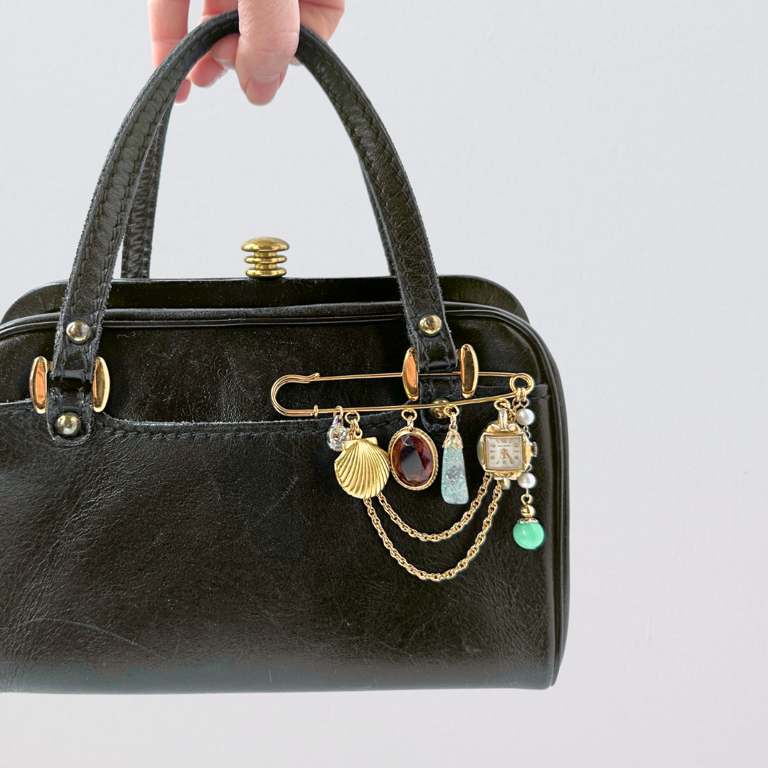 Vintage Charm Safety Pin Brooch