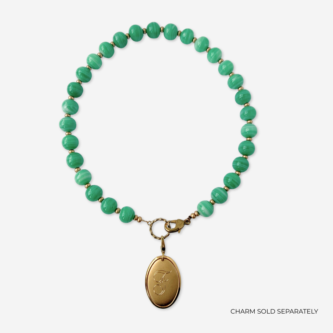 Vintage Japanese Glass beaded necklace: Green Swirl