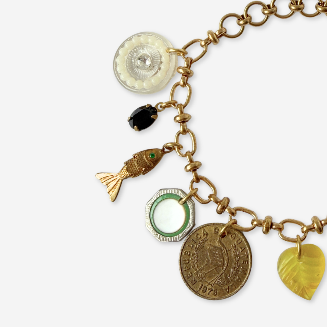Repurposed vintage mixed charm bracelet