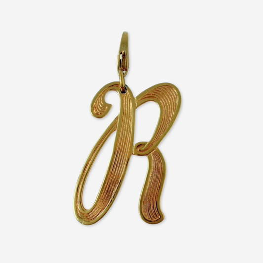 Large vintage gold tone letter "R" monogram charm