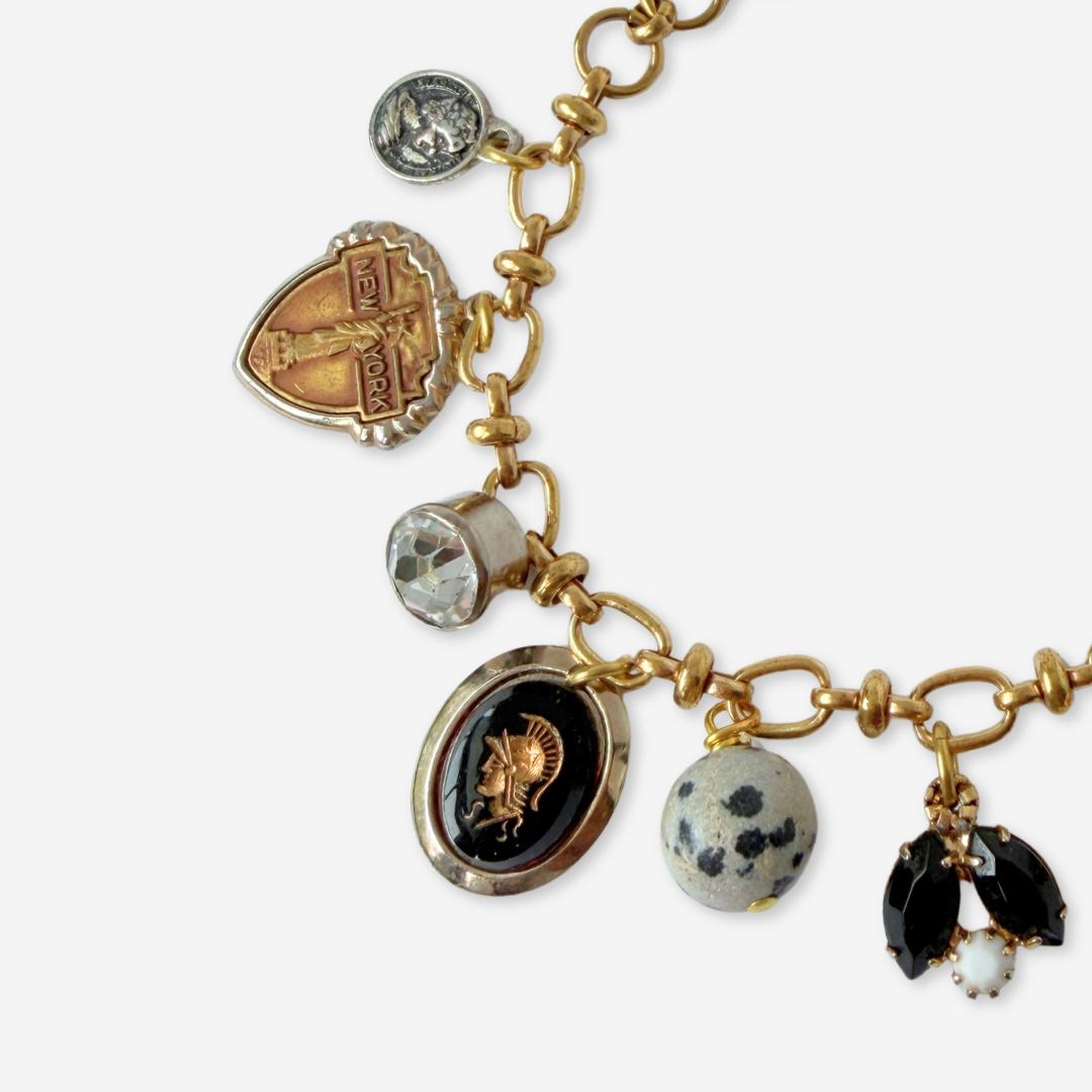 Repurposed vintage mixed charm bracelet