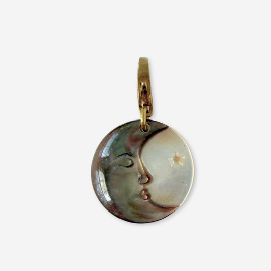 Refashioned vintage mother of pearl crescent moon charm