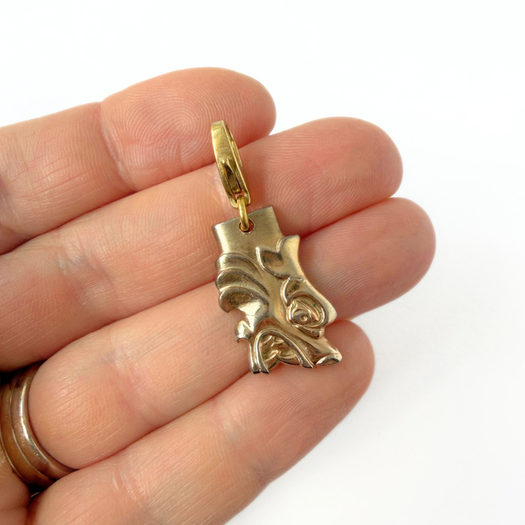 Refashioned Vintage pale gold dragon head charm