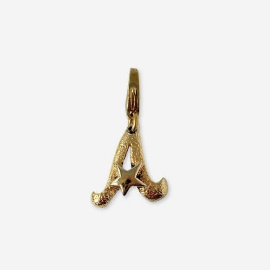 Small refashioned vintage gold tone letter "A" charm