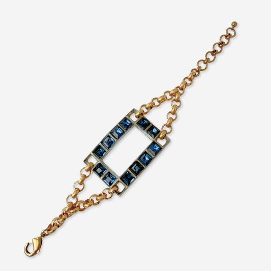 Refashioned vintage sapphire rhinestone buckle bracelet