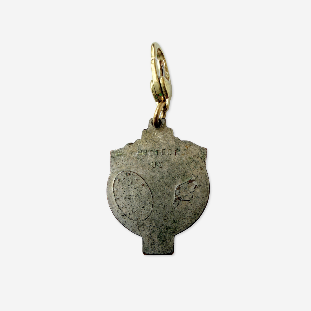 Vintage aged silver scapular cross charm