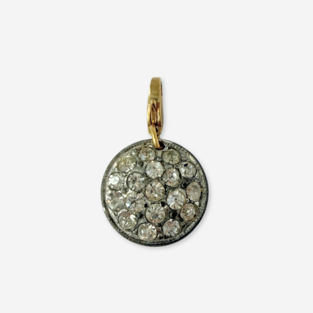 Refashioned vintage clear rhinestone circular button charm