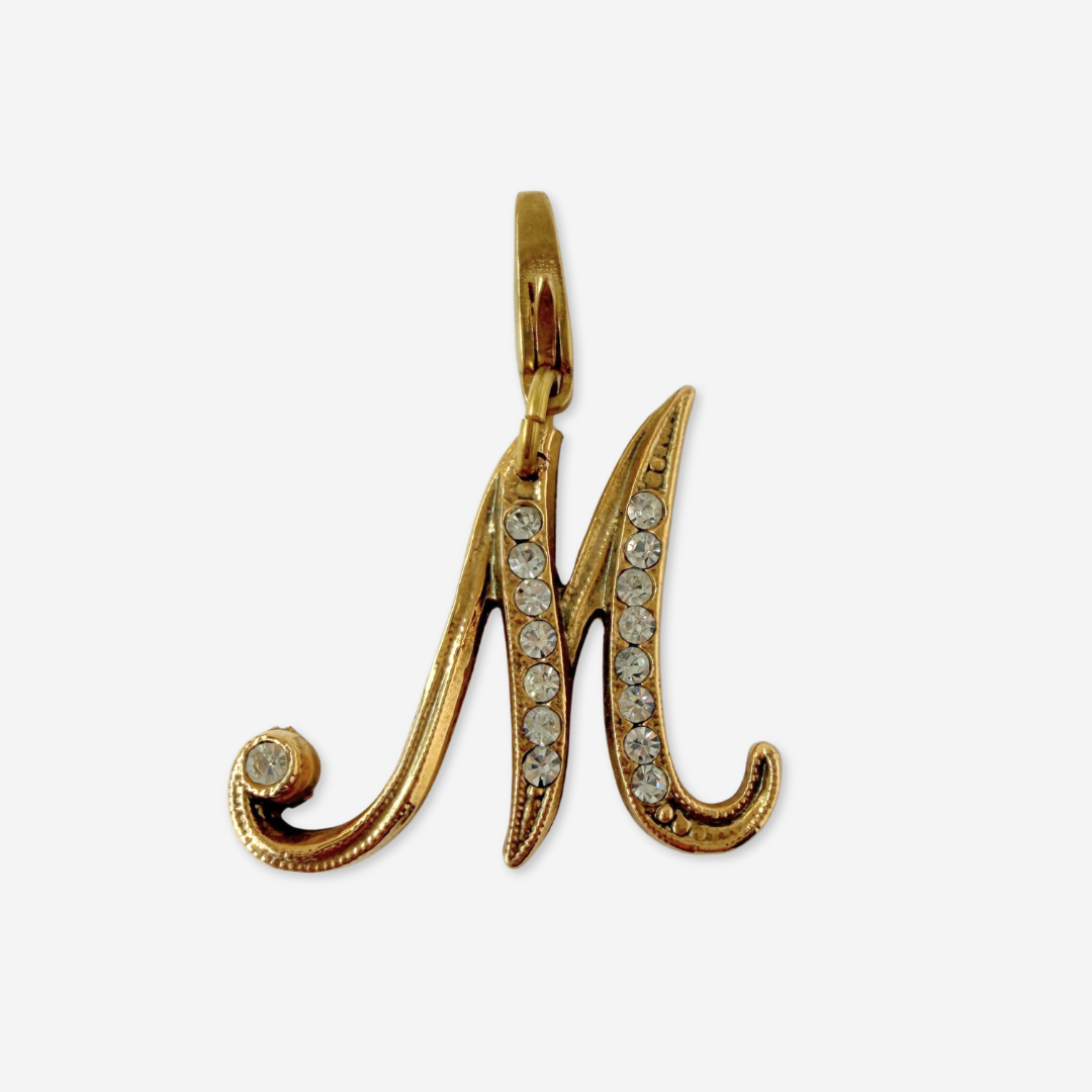 Refashioned vintage gold tone rhinestone letter "M" monogram charm (Copy)