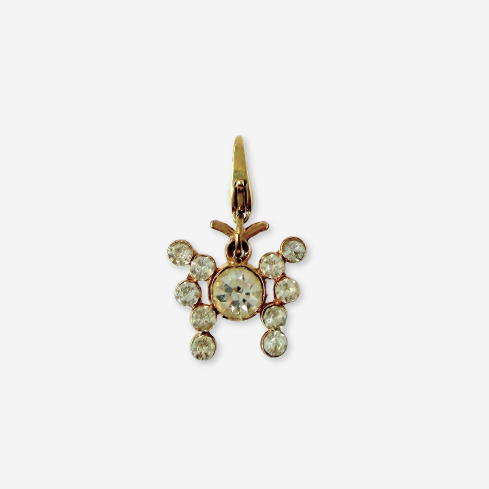Refashioned vintage clear rhinestone butterfly charm