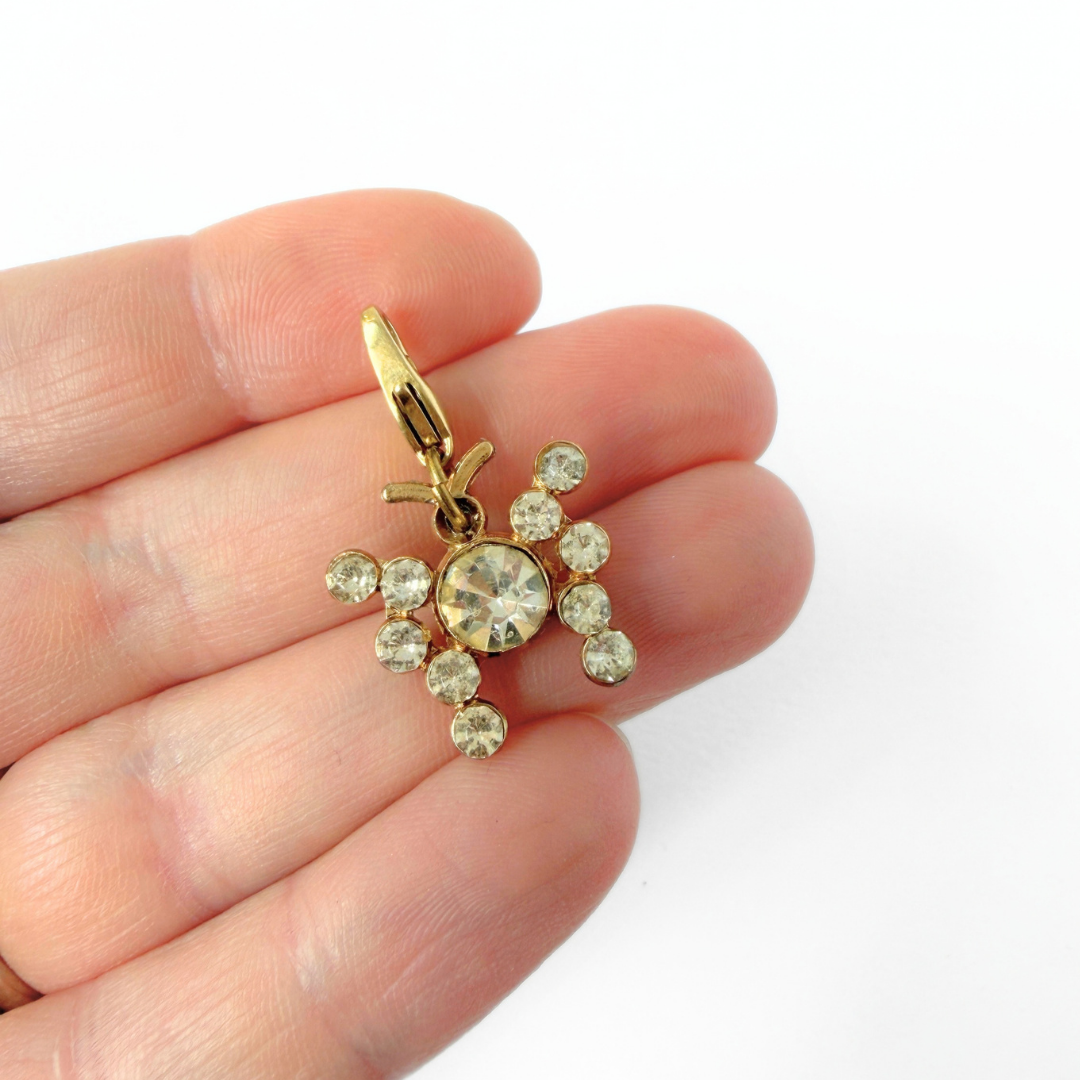 Refashioned vintage clear rhinestone butterfly charm