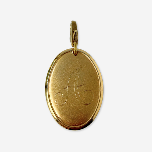 Vintage gold plated oval letter "A" monogram charm