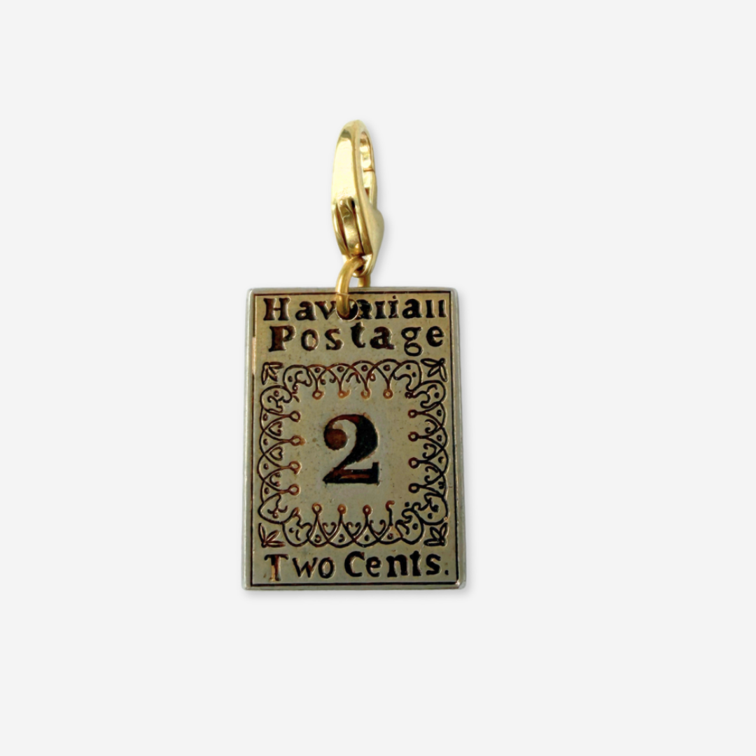 Refashioned vintage 2 cent Hawaiian postage stamp charm