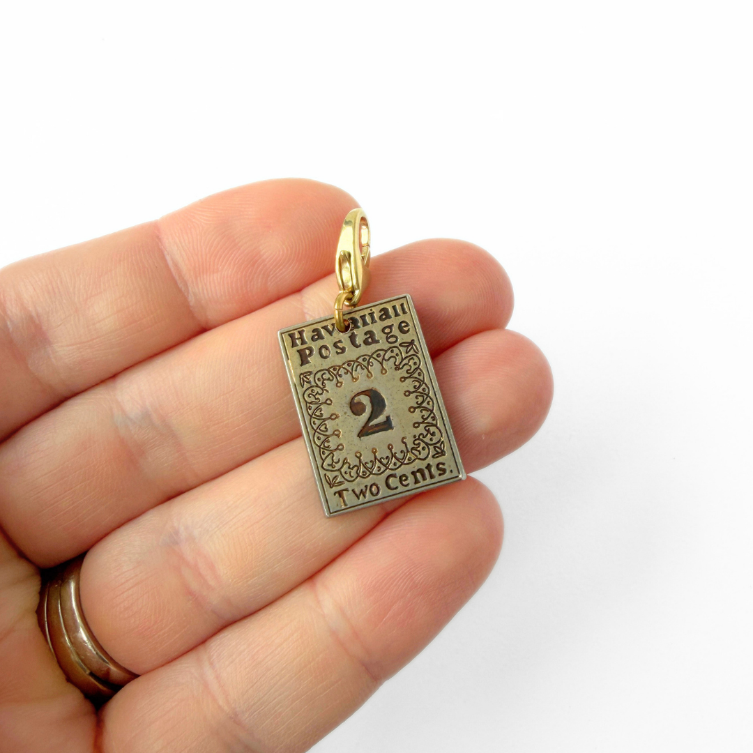 Refashioned vintage 2 cent Hawaiian postage stamp charm